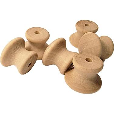 Imagem de Pinehurst Crafts Puxadores de gaveta de madeira inacabados, perfeitos para puxadores de armário de cozinha, móveis DIY, puxadores de gaveta de cômoda ou artesanato, 3/4 polegadas, pacote com 12