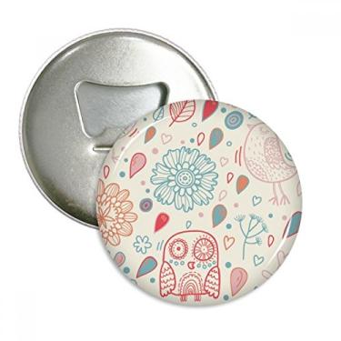 Imagem de Abridor de garrafas de tinta de flor de coruja com ímã de geladeira emblema multifuncional