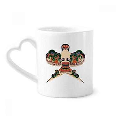 Imagem de Caneca tradicional de pipa chinesa com padrão de cultura chinesa café cerâmica copo de coração de vidro