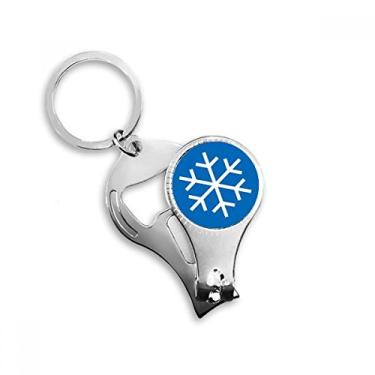 Imagem de Chaveiro abridor de garrafa cortador de unhas com contorno azul floco de neve esportes de inverno