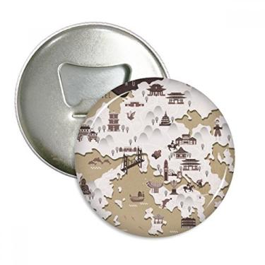 Imagem de Mapa de localização de Hong Kong China abridor de garrafas ímã de geladeira emblema multifuncional