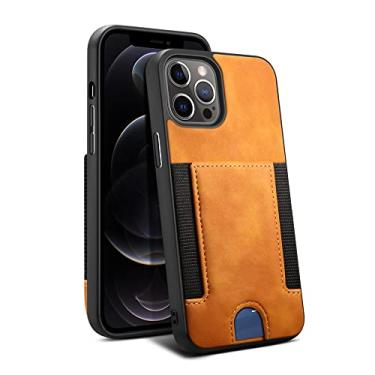 Imagem de Estojo de proteção contra quedas de couro confortável para iphone 13 12 11 Pro Max 13 pro Cartão Bolso Carteira Capa protetora, cáqui, para iphone12 Pro Max