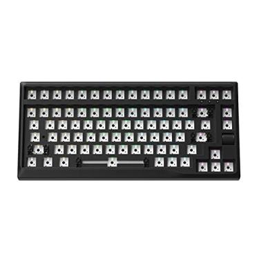 Imagem de Kit de teclado mecânico de 75% com rolos multimídia, métodos de conexão RGB 3 anti-Ghosting 3 kit de teclado de software personalizável com suporte a quente black
