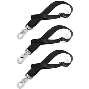 Imagem de QWORK Alça de balde de cavalo, nylon, pacote com 3, ajustável de 53 cm a 81 cm de comprimento, para redes de feno, baldes de água, alimentadores ao ar livre, preto