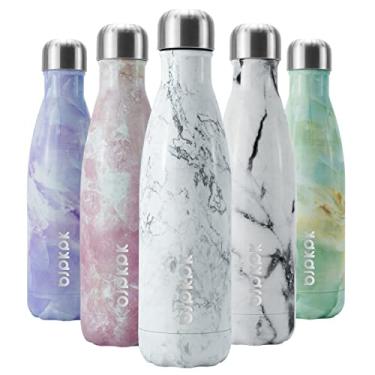 Imagem de BJPKPK Garrafas de água isoladas - 500 ml - Garrafas de água de aço inoxidável, garrafas de água esportivas mantêm frias por 24 horas e quentes por 12 horas, garrafa de água livre de BPA, gelo de