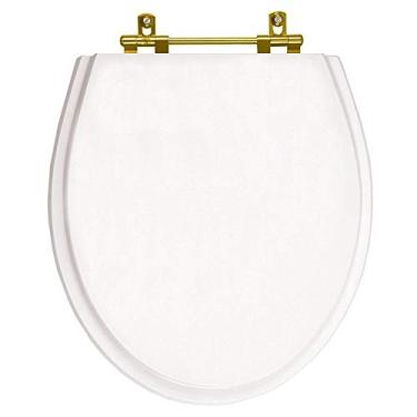 Imagem de Assento Sanitário Poliester Ritz Branco Ferragem Dourada para Vaso Deca