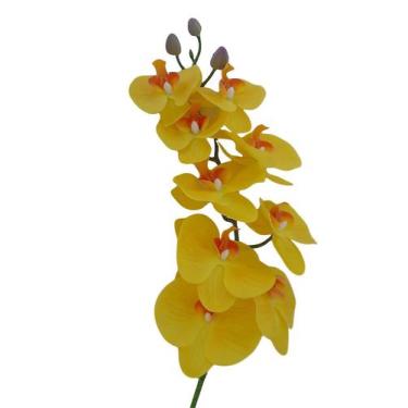 Imagem de Kit 3 Hastes De Orquídeas Amarelas Artificiais Em Silicone - Decora Fl