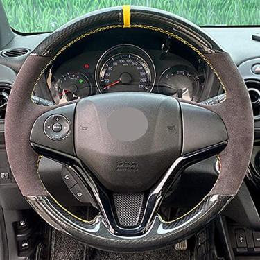 Imagem de Capa de volante de couro confortável e antiderrapante costurada à mão preta, adequada para Honda Civic Civic 10 2016 a 2019 CRV CR V 2017 a 2019 Clareza