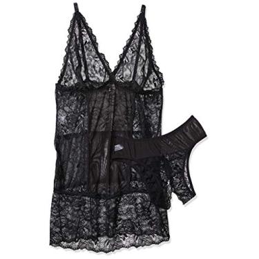 Imagem de Yaffa Lingerie Camisola Sem Bojo Com Calcinha Aberta - Preto G
