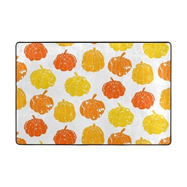 Imagem de My Little Nest Tapete de área de abóboras laranja aquarela leve 6 x 7 cm, esponja de memória para ambientes internos e externos, tapete para decoração de entrada, sala de estar, quarto, escritório, cozinha, corredor