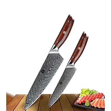 Imagem de Kit Faca Profissional Xinzuo Aço Damasco 5p + 8.5p Luxo
