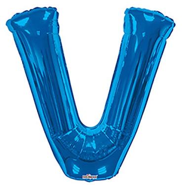 Imagem de Balão Metalizado Supershape Letra V Azul Pack Regina Azul