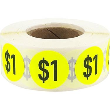 Imagem de Adesivos de preço fluorescente, $1, 3/4" Circle