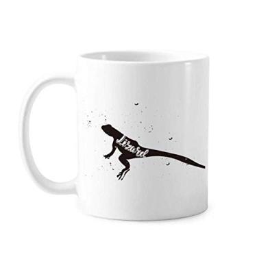 Imagem de Caneca de cerâmica de lagarto preta e branca de animal, copo de porcelana de café
