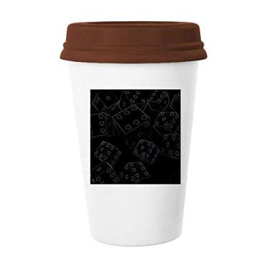 Imagem de Caneca com ilustração de dados de jogos de coração Caneca de café Copo de cerâmica Copo de cerâmica