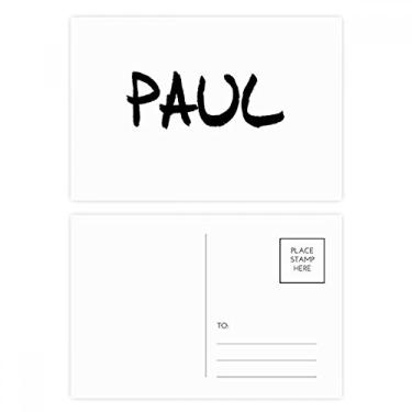 Imagem de Conjunto especial de cartões postais PAUL com caligrafia e nome em inglês para aniversário, cartão de agradecimento