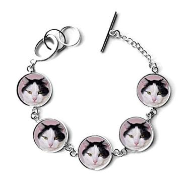 Imagem de DIYthinker Pulseira de gato animal de estimação Tuxedo Billicat pulseira corrente pingente joia