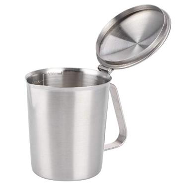 Imagem de Jarra de café, jarra de espumar espessa, copo de espumar leite de aço inoxidável 304, para festas, cafeteria, família, cozinha, restaurante (500 ml com tampa)