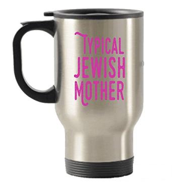 Imagem de Caneca típica de aço inoxidável para viagem com isolamento de mãe judaica