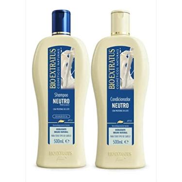 Imagem de kit 1 Shampoo 1 Condicionador Brilho Natural Neutro 500 ml Bio Ext