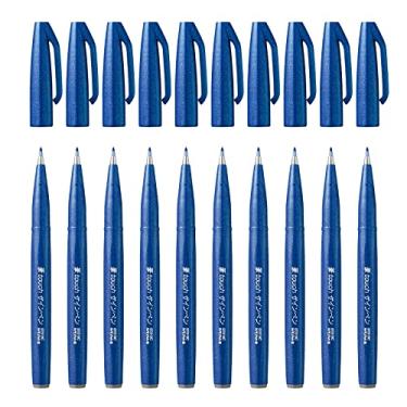 Imagem de Pentel Caneta pincel - azul (pacote com 10)