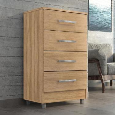 Imagem de Comoda 4 Gavetas Marrom Amadeira Teka Flavia Quarta Divisão Moveis