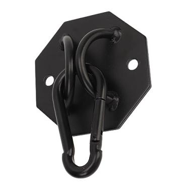 Imagem de Kit de Suspensão de Rede, Parafusos Universais de Expansão da Placa de Montagem No Teto Hexagonal Preto para Viagens para Cadeiras de Balanço
