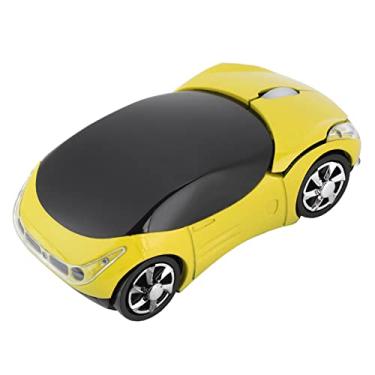 Imagem de Mouse Sem Fio, Mouse Em Formato de Carro Esportivo 2.4G Mouse óptico Com Receptor USB, Mouse Portátil Fofo de 1600DPI para PC Desktop Laptop Tablet Gaming Office (Amarelo)