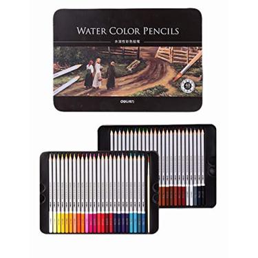 Imagem de newrong Giz de cera de madeira multicolorida colorida para adultos e crianças para artistas Cores exclusivas Lápis de cor 48 cores lata lata de lata