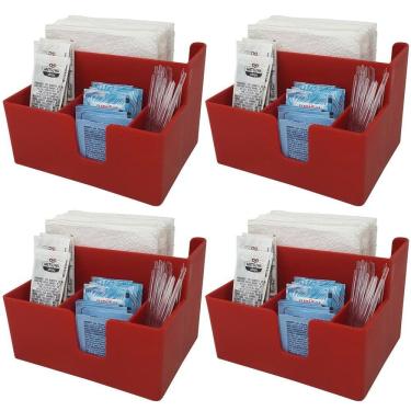 Imagem de Kit 4 Porta Sachês Guardanapos Açúcar Organizadores Bancada Vermelho
