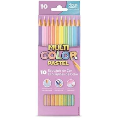 Imagem de EcoLápis de cor, Multicolor Sextavado, Caixa com 10 lápis em tons pastel