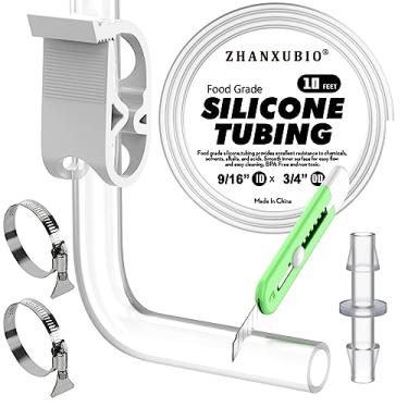 Imagem de ZHANXUBIO Tubo de silicone, tubo de silicone de grau alimentício, tubulação de aquário, tubo de irrigação por gotejamento, tubo de mangueira de silicone puro de alta temperatura para fabricação de vinho caseiro (9/16"x3/4"-14x18mm, 3 pés)