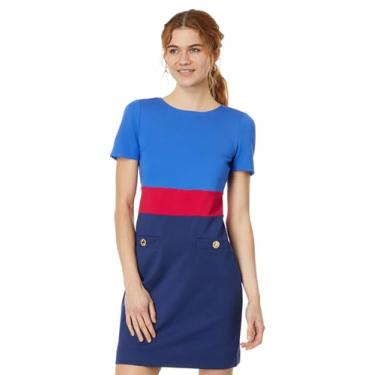 Imagem de Lilly Pulitzer Camiseta feminina Emmerson manga curta Shi, Vestido de malha tricolor tricolor azul Alba, 7