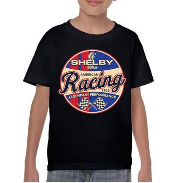 Imagem de Camiseta juvenil Shelby Racing 1962 American Muscle Car Mustang Cobra GT500 GT350 Performance Powered by Ford Kids, Preto, M
