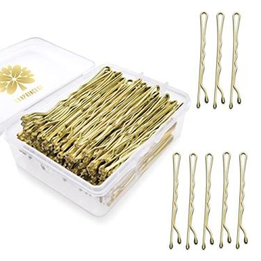 Imagem de KANPRINCESS 100 peças de 2,4 polegadas Bobby, dourado, sem dor para todos os tipos de cabelo, grampos de cabelo para mulheres e meninas, grampos de cabelo para pães com caixa (ouro)