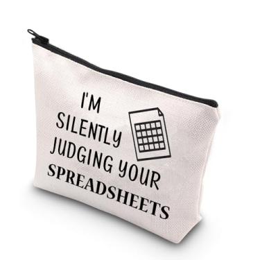 Imagem de BDPWSS Bolsa de maquiagem para contador presente de contador CPA presente de formatura CPA I'm Silently Judging Your Spreadsheets Gift For Bookkeeper Auditor, planilhas de julgamento, Bolsa cosmética