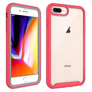 Imagem de Asuwish Capa de celular para iPhone 7plus 8plus 7/8 Plus com protetor de tela de vidro temperado suporte híbrido capa protetora robusta i Phone7s 7s + 7+ 8s 8+ Phones8 7p 8p feminina vermelha