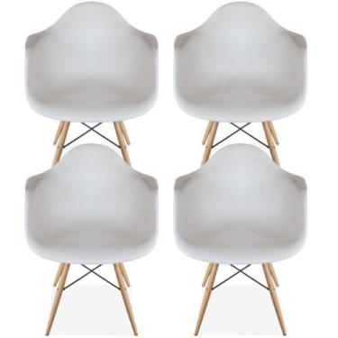 Imagem de Kit 04 Cadeiras Decorativa Eiffel Melbourne Branco Com Pés De Madeira