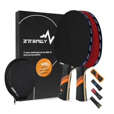 Imagem de ZTTENLLY Raquete de ping pong com tecnologia de carbono | Série Performance-Series, lâmina mais fina de 7 camadas, velocidade especialista/borda/equilíbrio, capa protetora mais espessa | Raquete de tênis de mesa para jogos profissionais ou treinados
