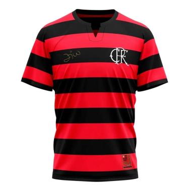Imagem de Camiseta Braziline Flamengo Tri Zico Masculino - Vermelho e Preto-Feminino
