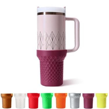 Imagem de Uvafly Bota de copo para Stanley, acessórios de capa protetora de silicone para Stanley Quencher H2.0 FlowState Tumbler 567 g/567 g/850 g/Stanley Adventure Quencher Tumbler 680 g (ameixa)