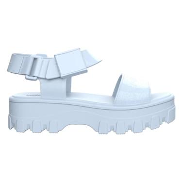 Imagem de Melissa Sandália feminina Kick Off Platform – Sandália plataforma vegana grossa super macia e flexível com alças ajustáveis e design de bico aberto, Azul claro, 37