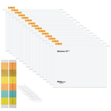 Imagem de 15 peças pp Arquivo tamanho carta arquivos suspensos com abas e inserções, pastas de arquivo suspensas para arquivos volumosos, tabelas médicas, branco, tamanho carta escritório escola armazenamento de arquivos de mesa