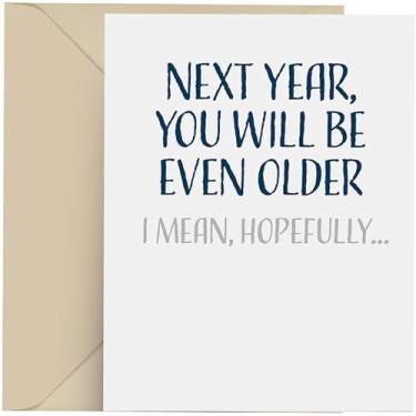 Imagem de Modern Wit Cartão de aniversário, cartão de aniversário divertido, cartão de aniversário para homens ou mulheres, irmão, irmã ou amigo, cartão de felicitações único de 10 x 14 cm com envelope, branco por dentro