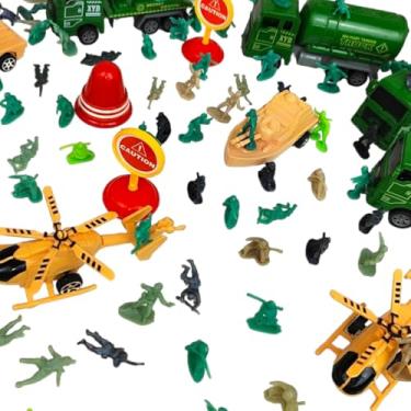 Imagem de 5 Conjunto Brinquedo Cenario Militar Miniatura + 50 Soldados do Exercito Soldadinhos Figura de Ação Combate