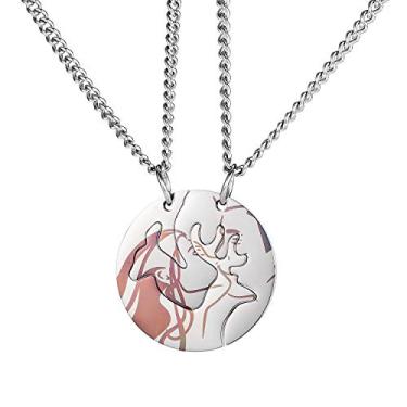 Imagem de Conjunto de colar de aço inoxidável BFF Best Friend para 2 alces cervos e amantes de casais, pingentes de amizade com correntes, Aço inoxidável