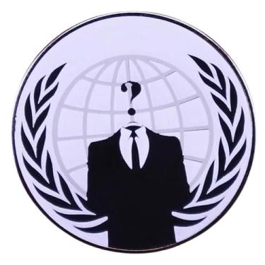 Imagem de Emblema Anonymous Hacker Hacktivist Cyberattack Activist Group Emblema de broche esmaltado de 2,5 cm, 1 Inch Tall, Esmalte, Metal