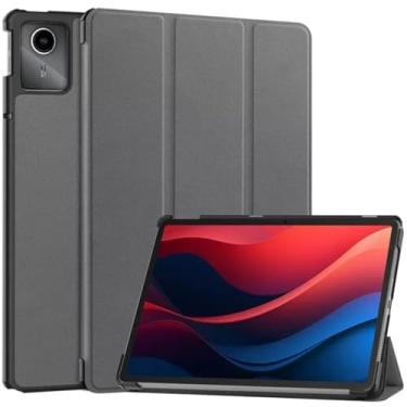 Imagem de Capa para Lenovo Tab M11 27.9 cm Magnetic Tri-Dobrável Tablet Hard Back Shell para Xiaoxin Pad 2024 TB331FC Smart Cover Funda Kids (cinza, para Xiaoxin Pad 2024 11)