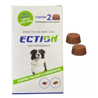 Imagem de Ection Anti Pulgas E Carrapatos 20kg a 40kg - Caixa Com 2 Comprimidos mastigáveis