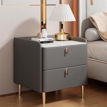 Imagem de Mesa de cabeceira moderna com gaveta organizador de mesa de cabeceira de madeira com duas gavetas mesa de cabeceira de quarto com mesa de cabeceira de madeira maciça de grande capacidade Ade